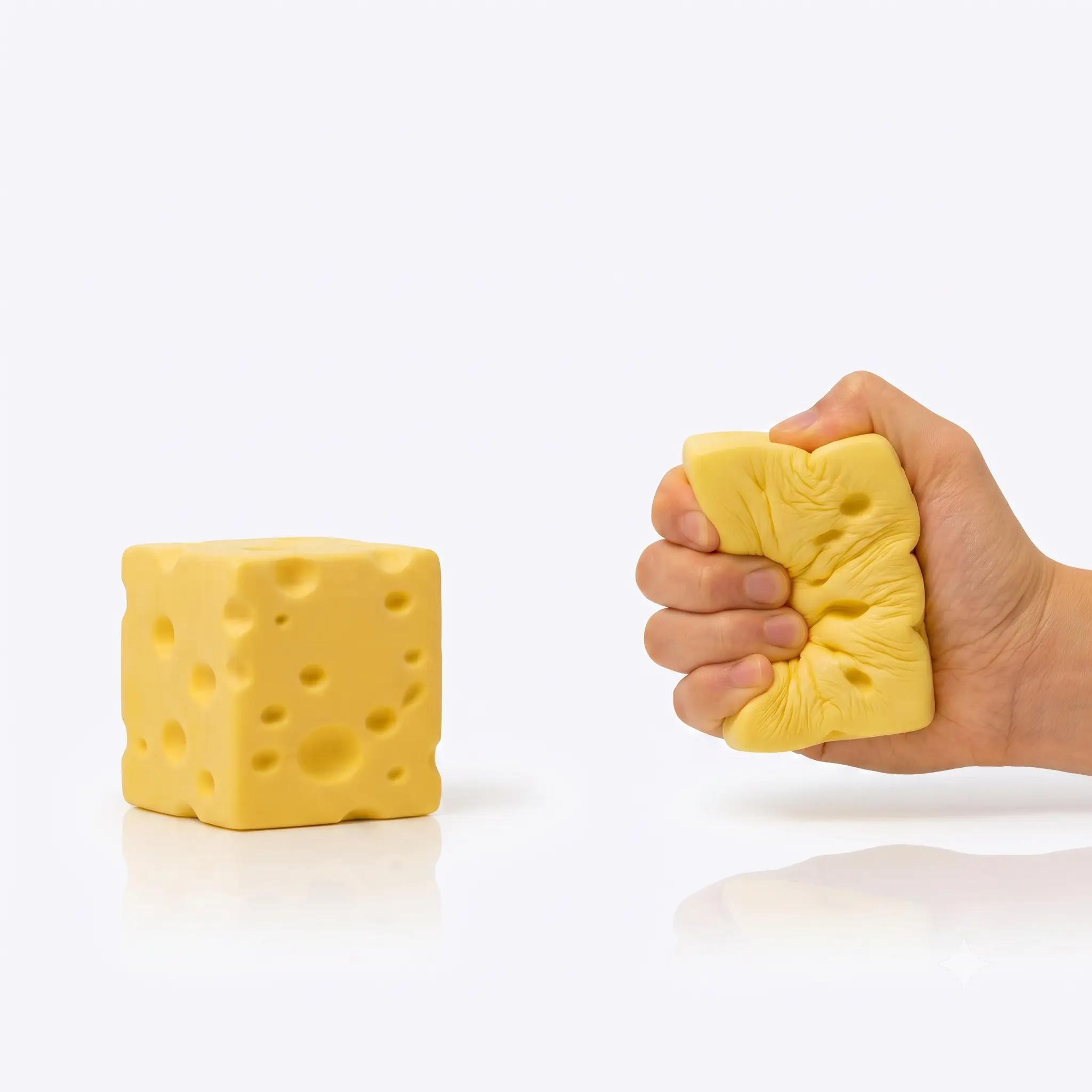 Żółte squishy Cheese w kształcie kawałka sera z dziurami