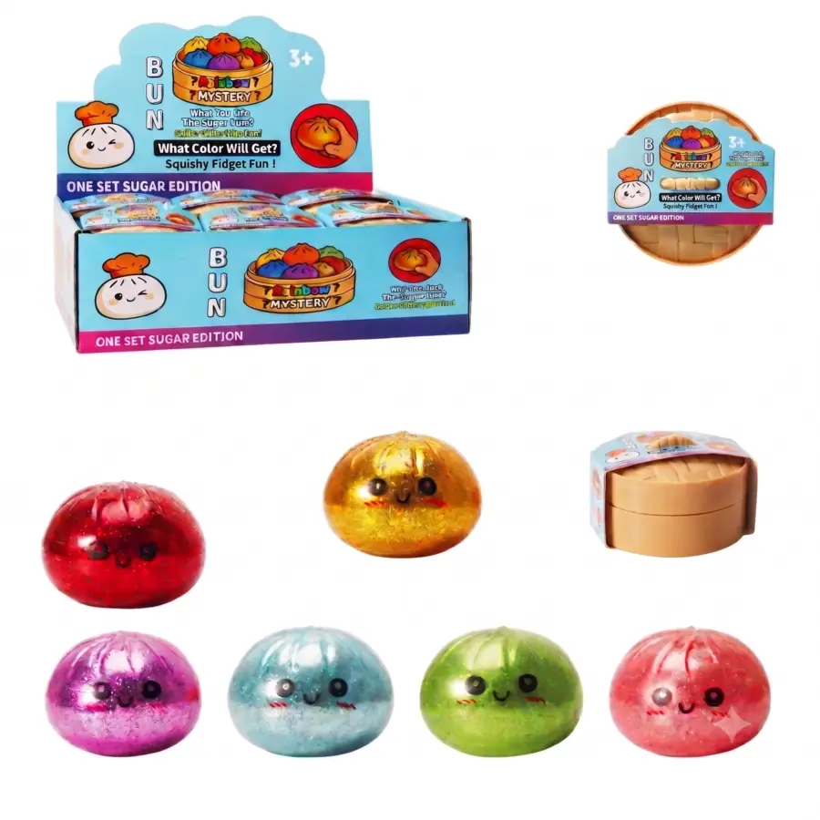 Błyszczący Dumpling Squishy w kształcie pierożka z buźką