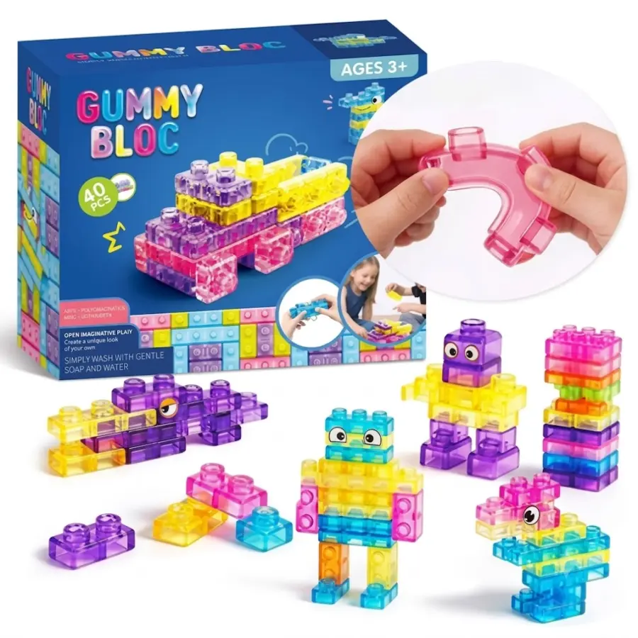 Kolorowe elastyczne klocki sensoryczne Gummy Blocks