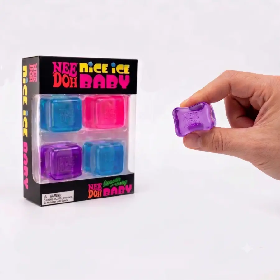 Zestaw czterech mini gniotków NeeDoh Nice Ice Baby w kształcie kostek lodu