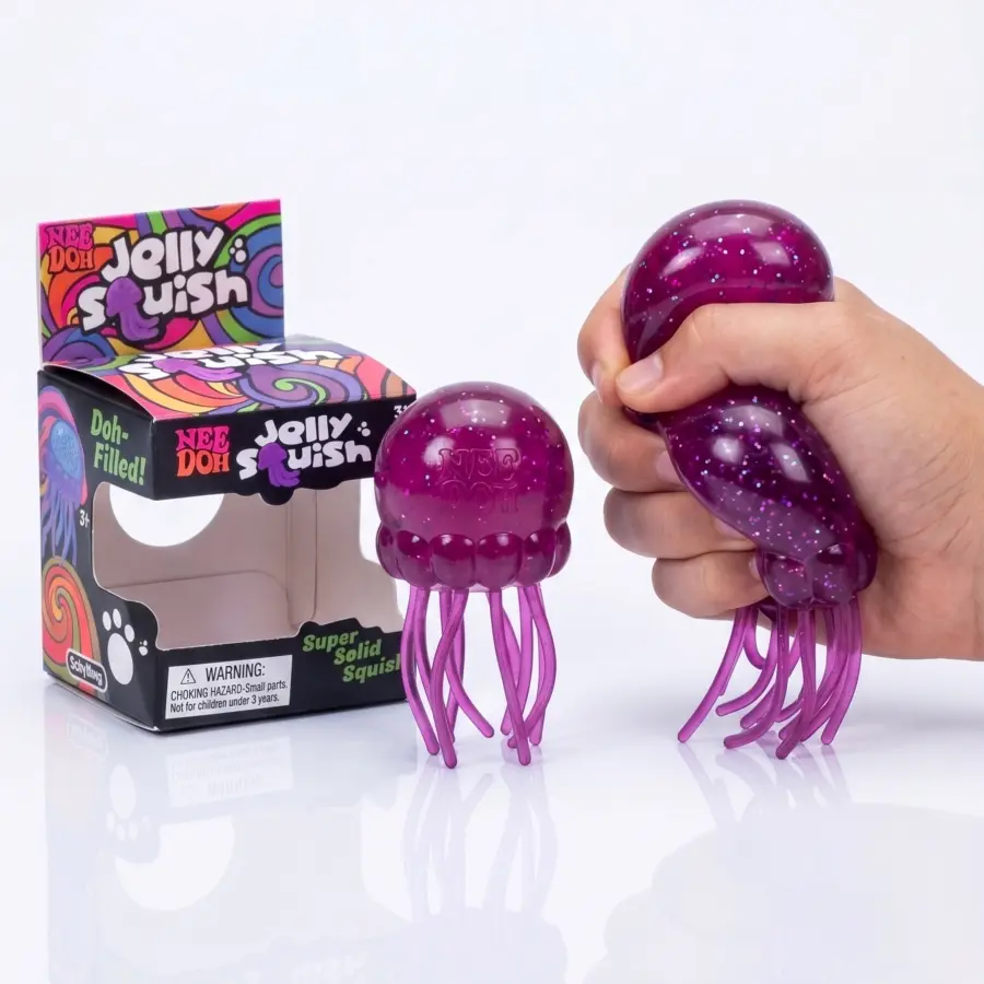 Fioletowy gniotek NeeDoh Jelly Squish w kształcie meduzy