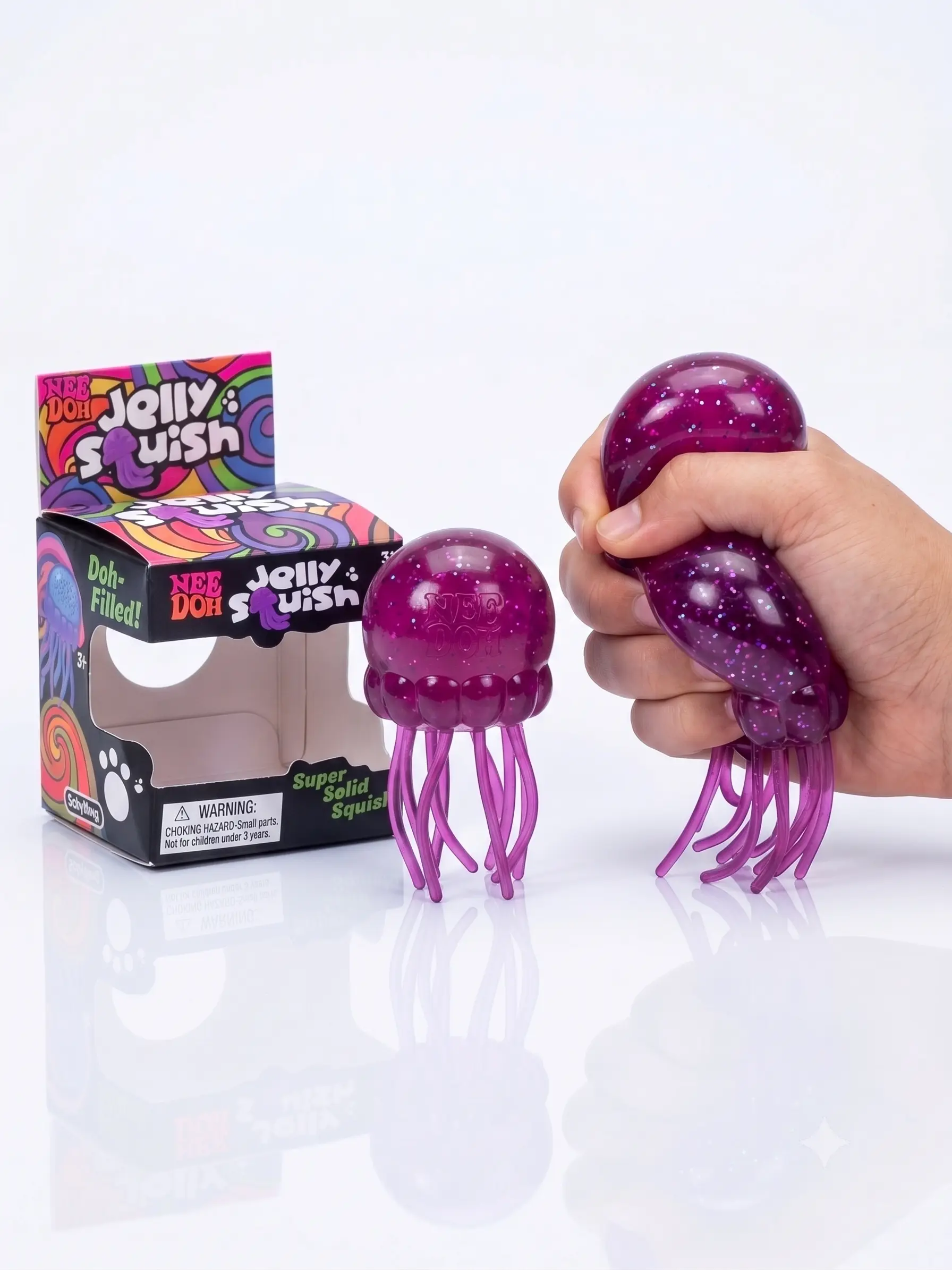 Fioletowy gniotek NeeDoh Jelly Squish w kształcie meduzy